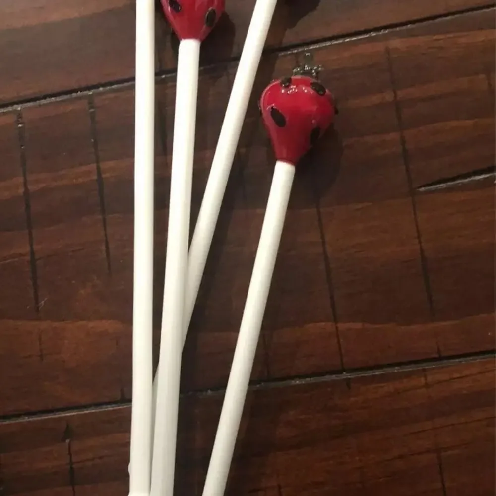 Strawberry blown art glass cocktail drink stirrers -4 adorable